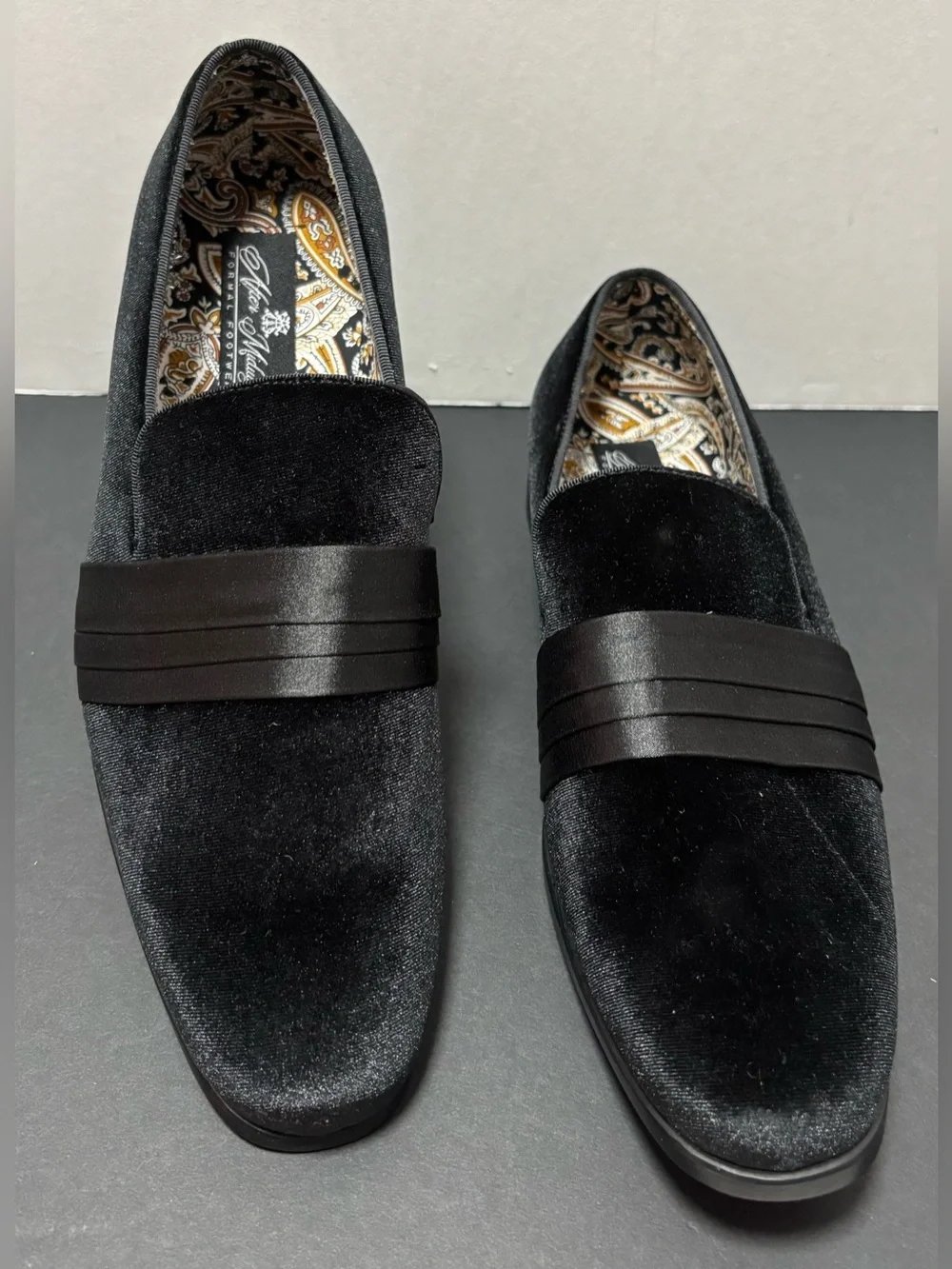 After Midnight Black Velvet Red Bottom Smoker Loafers 9.5